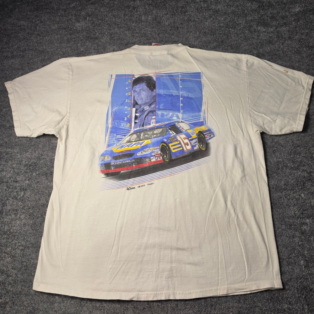 Chase Authentics Michael Waltrip NAPA Racing Pocket T-Shirt Mens L White #15